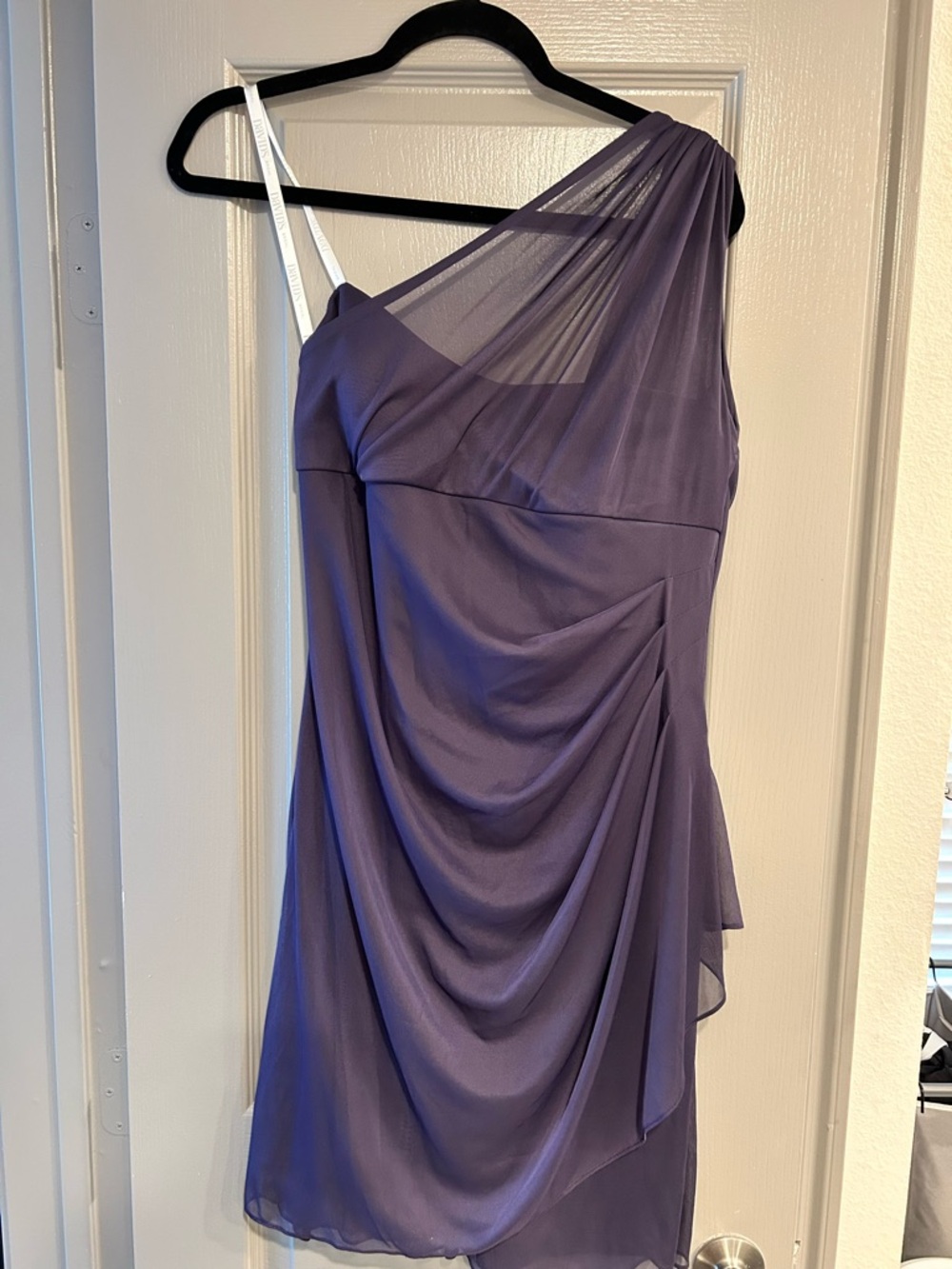 David's Bridal One-Shoulder Dark Purple Chiffon Dress